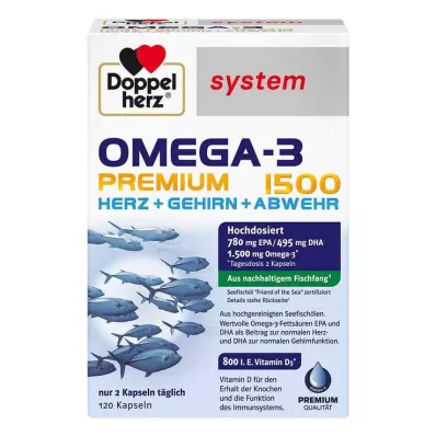 Doppelherz Omega-3 Premium 1500 systemkapsler, 120 stykker Doppelherz Omega-3 Premium 1500 systemkapsler, 120 stykker