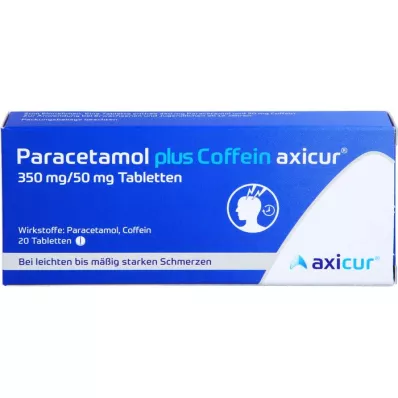 PARACETAMOL pluss Koffein axicur 350 mg/50 mg tbl, 20 stk