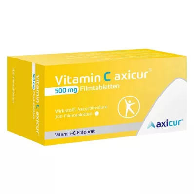 Vitamin C axicur 500 mg filmdrasjerte tabletter, 100 stk Vitamin C axicur 500 mg filmdrasjerte tabletter, 100 stk