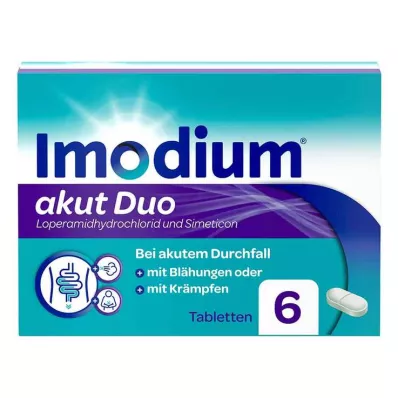 IMODIUM akut Duo 2 mg/125 mg tabletter, 6 stk IMODIUM akut Duo 2 mg/125 mg tabletter, 6 stk