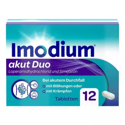 Imodium akutt duo - ved akutt diaré med flatulens, 12 stk Imodium akutt duo - ved akutt diaré med flatulens, 12 stk