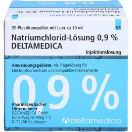NATRIUMCHLORID-Oppløsning 0,9 % Deltamedica Luer Pl., 20X10 ml
