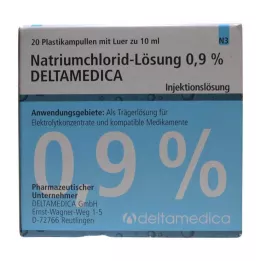 NATRIUMCHLORID-Oppløsning 0,9 % Deltamedica Luer Pl., 20X10 ml