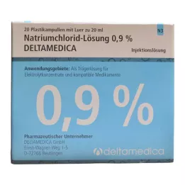 NATRIUMCHLORID-Oppløsning 0,9 % Deltamedica Luer Pl., 20X20 ml