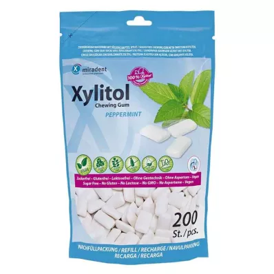 MIRADENT Xylitol tannpleie tyggegummi peppermynte, 200 stk
