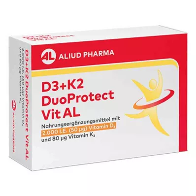 D3+K2 Duoprotect Vit AL 4000 IE/80 Μg kapsler (30 stykker) D3+K2 Duoprotect Vit AL 4000 IE/80 Μg kapsler (30 stykker)