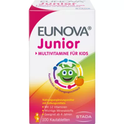 EUNOVA Junior tyggetabletter med appelsinsmak, 100 stk