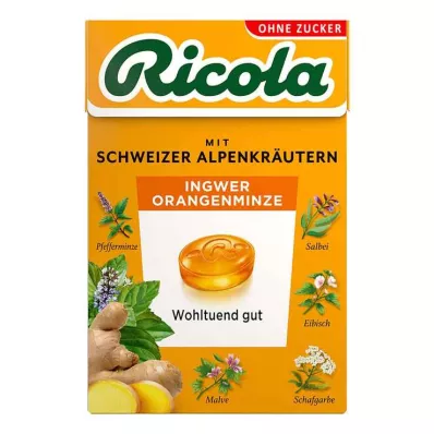 Ricola uten sukkerboks med ingefærappelsinmyntegodteri, 50 g