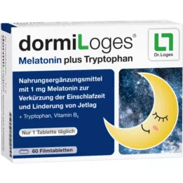 DORMILOGES Melatonin pluss tryptofan filmdrasjerte tabletter, 60 stk