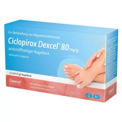 CICLOPIROX Dexcel 80 mg/g virkestoff neglelakk, 3,3 ml CICLOPIROX Dexcel 80 mg/g virkestoff neglelakk, 3,3 ml