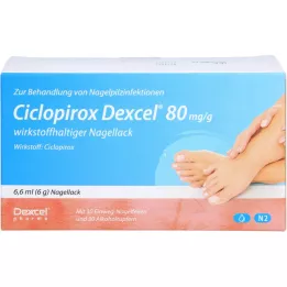 CICLOPIROX Dexcel 80 mg/g aktiv ingrediens neglelakk, 6,6 ml