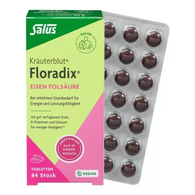 FLORADIX Jern- og folsyretabletter, 84 kapsler