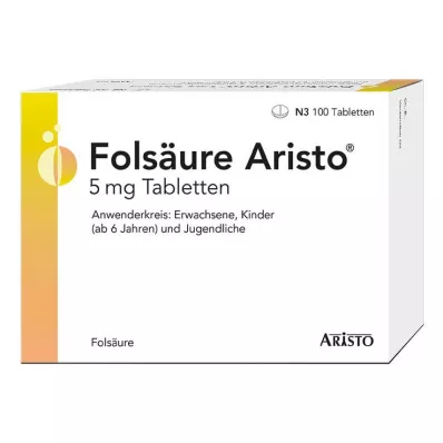 FOLSÄURE ARISTO 5 mg tabletter, 100 stk FOLSÄURE ARISTO 5 mg tabletter, 100 stk