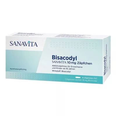 Bisacodyl Sanavita 10 mg stikkpiller, 6 stk