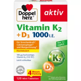 DOPPELHERZ Vitamin K2+D3 1000 IE tabletter, 120 stk