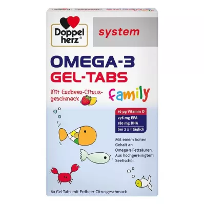 Doppelherz Omega-3 Gel-Tabs familie Strawberry Citrus system, 60 stk Doppelherz Omega-3 Gel-Tabs familie Strawberry Citrus system, 60 stk