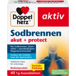 DOPPELHERZ Halsbrann akutt+protect tyggetabletter, 40 stk