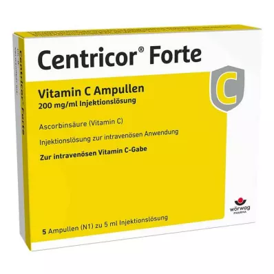 Centricor® Forte Vitamin C ampuller 200 mg/ml injeksjonsvæske, oppløsning, 5X5 ml Centricor® Forte Vitamin C ampuller 200 mg/ml injeksjonsvæske, oppløsning, 5X5 ml