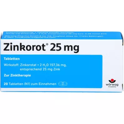 ZINKOROT 25 mg tabletter, 20 stk