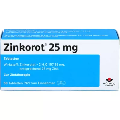 ZINKOROT 25 mg tabletter, 50 stk