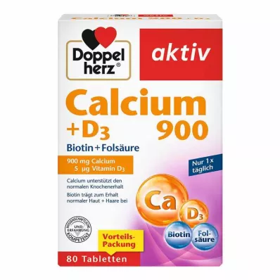DOPPELHERZ Kalsium 900+D3 tabletter, 80 stk DOPPELHERZ Kalsium 900+D3 tabletter, 80 stk