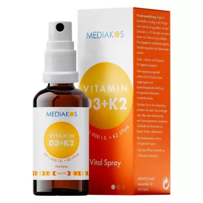 VITAMIN D3+K2 1000 I.E. 20 µg Mediakos Vital Spray, 20 ml