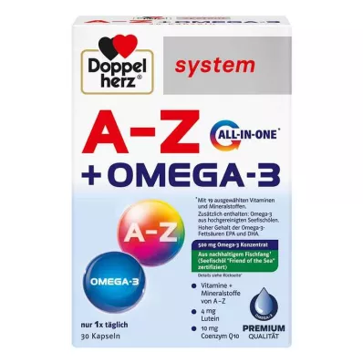 DOPPELHERZ A-Z+Omega-3 alt-i-ett-systemkapsler, 30 stk DOPPELHERZ A-Z+Omega-3 alt-i-ett-systemkapsler, 30 stk