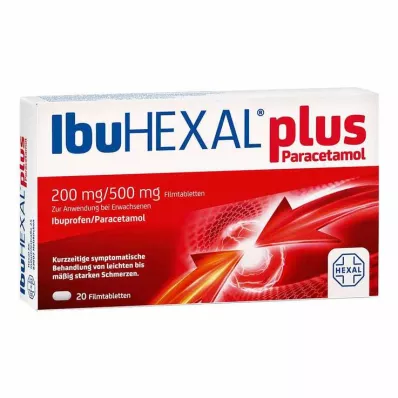 IbuHEXAL pluss paracetamol 200 mg/500 mg filmdrasjerte tabletter, 20 stk IbuHEXAL pluss paracetamol 200 mg/500 mg filmdrasjerte tabletter, 20 stk