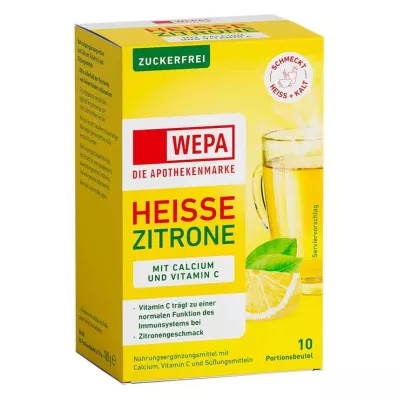 Wepa varm sitron + vitamin C + kalsium sukkerfritt pulver, 10X10 g Wepa varm sitron + vitamin C + kalsium sukkerfritt pulver, 10X10 g