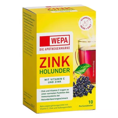 WEPA Zink Elder+Vit.C+Zink sukkerfritt pulver, 10X10 g WEPA Zink Elder+Vit.C+Zink sukkerfritt pulver, 10X10 g
