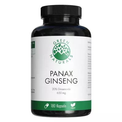 GREEN NATURALS Panax Ginseng veganske høydosekapsler, 180 stk GREEN NATURALS Panax Ginseng veganske høydosekapsler, 180 stk