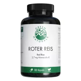 GREEN NATURALS rød ris Monacolin K veganske kapsler, 180 stk