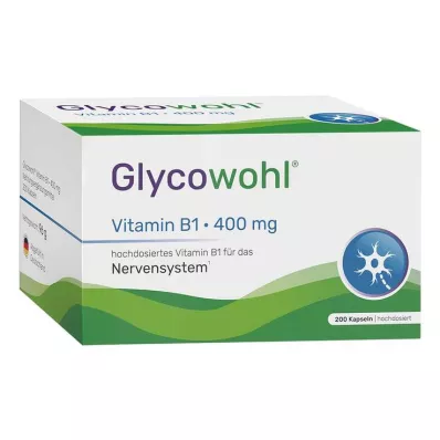 GLYCOWOHL Vitamin B1 Tiamin 400 mg høydosekapsler, 200 stk GLYCOWOHL Vitamin B1 Tiamin 400 mg høydosekapsler, 200 stk